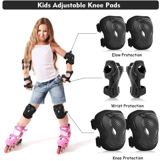 Kids/Youth Protective Gear Set – Knee Pads, Elbow Pads, and Wrist Guard for Scooter, Skateboard & Cycling Safety