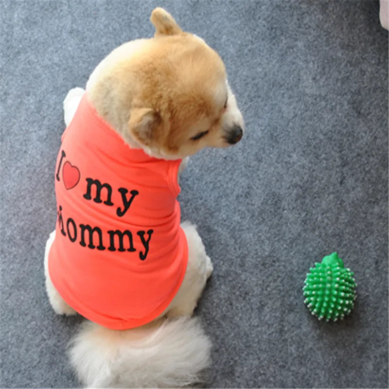 "I Love My Mommy/ I Love My Daddy" Dog Vest – Spring Pet Shirt for Small Dogs & Cats