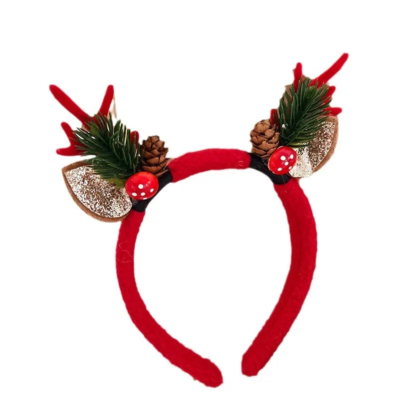 Cute Deer Horn Hair Band – Plush Christmas Headband for Kids & Women Party Accessories