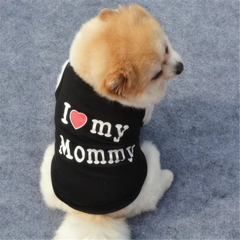 "I Love My Mommy/ I Love My Daddy" Dog Vest – Spring Pet Shirt for Small Dogs & Cats