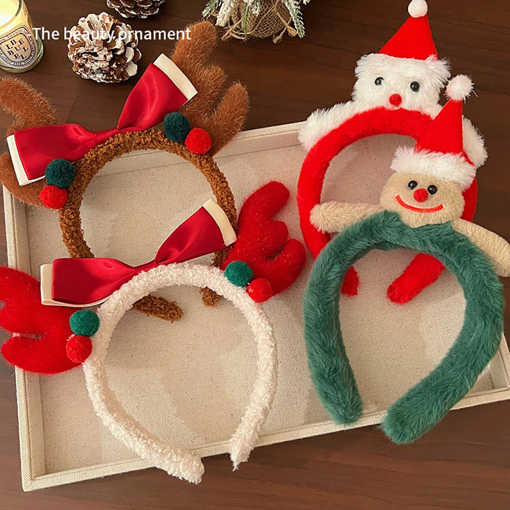 Cute Plush Elk Hair Hoop – Christmas Deer Antlers Headband for Women’s Holiday Dress Up