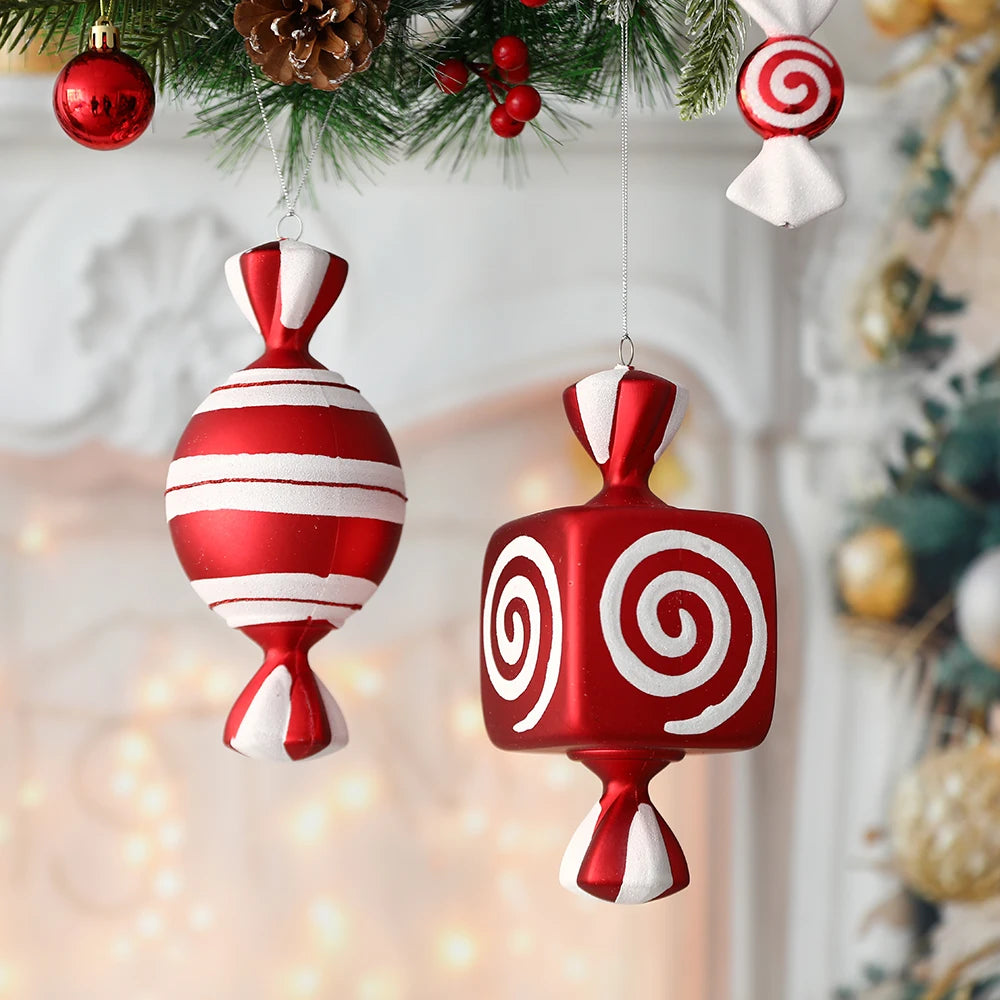 Big Size Candy-Shaped Christmas Ornaments – Hanging Candy Canes & Lollipop Tree Balls for Festive Decor