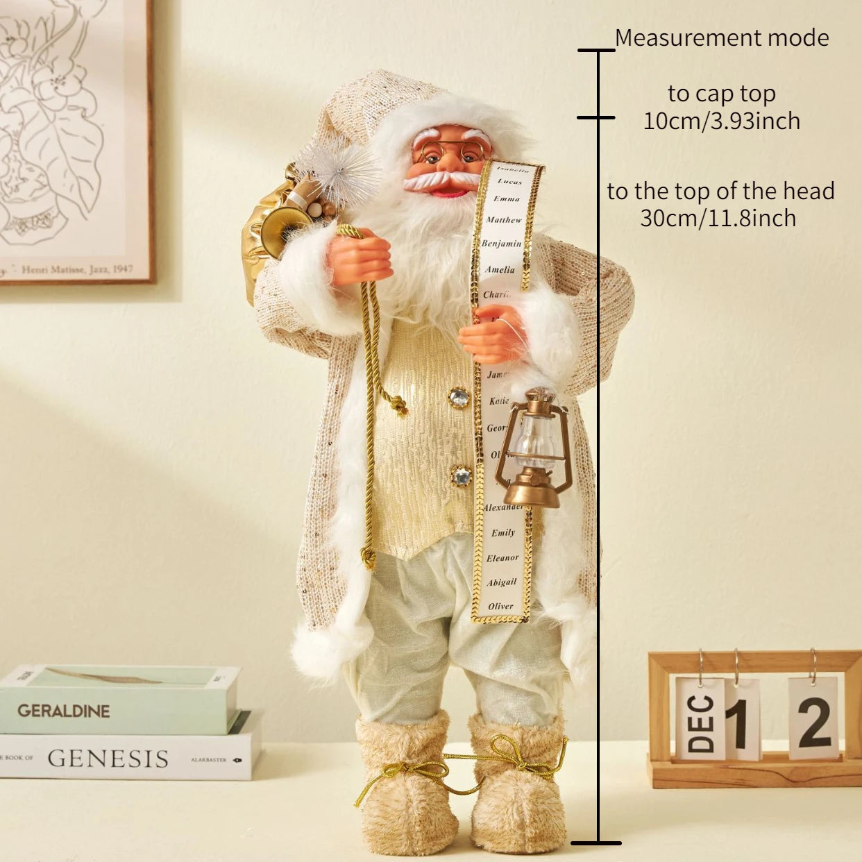 Gilded White Robe Santa Claus Plush Doll – Christmas & New Year Home Decoration