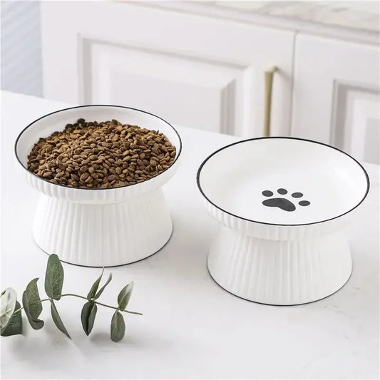 Cute Pet Bowl - Cartoon High-Foot Ceramic Feeder for Dogs and Cats