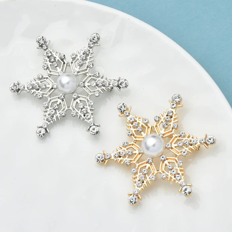 Wuli&Baby Rhinestone Snowflake Brooch – Winter Flower Brooch Pin for Christmas & New Year Gifts