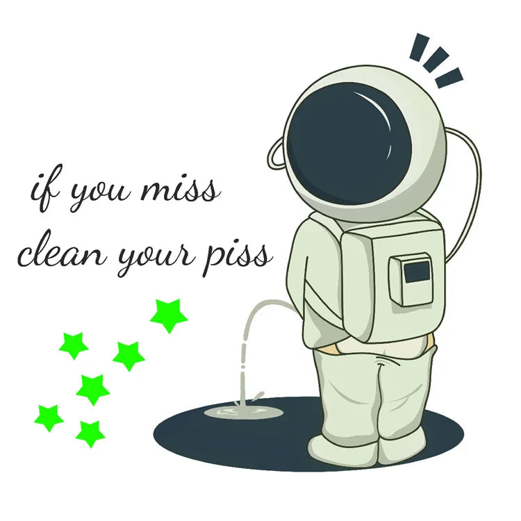 Funny Glow-in-the-Dark Astronaut Toilet Sticker – Self-Adhesive Bathroom Decor