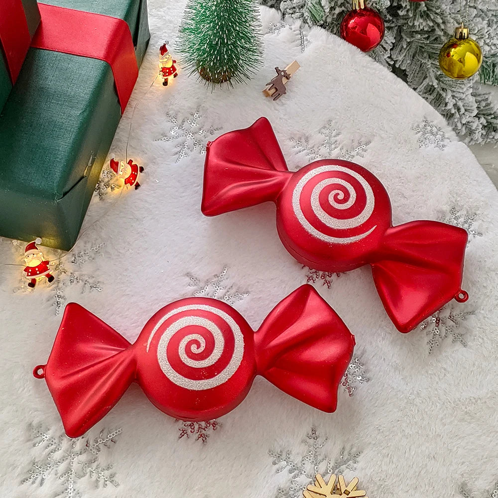 Big Size Candy-Shaped Christmas Ornaments – Hanging Candy Canes & Lollipop Tree Balls for Festive Decor