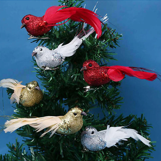 12Pcs Artificial Feather Bird Ornaments – Lawn Figurines & Floral Arrangement Props for Garden & Xmas Decor