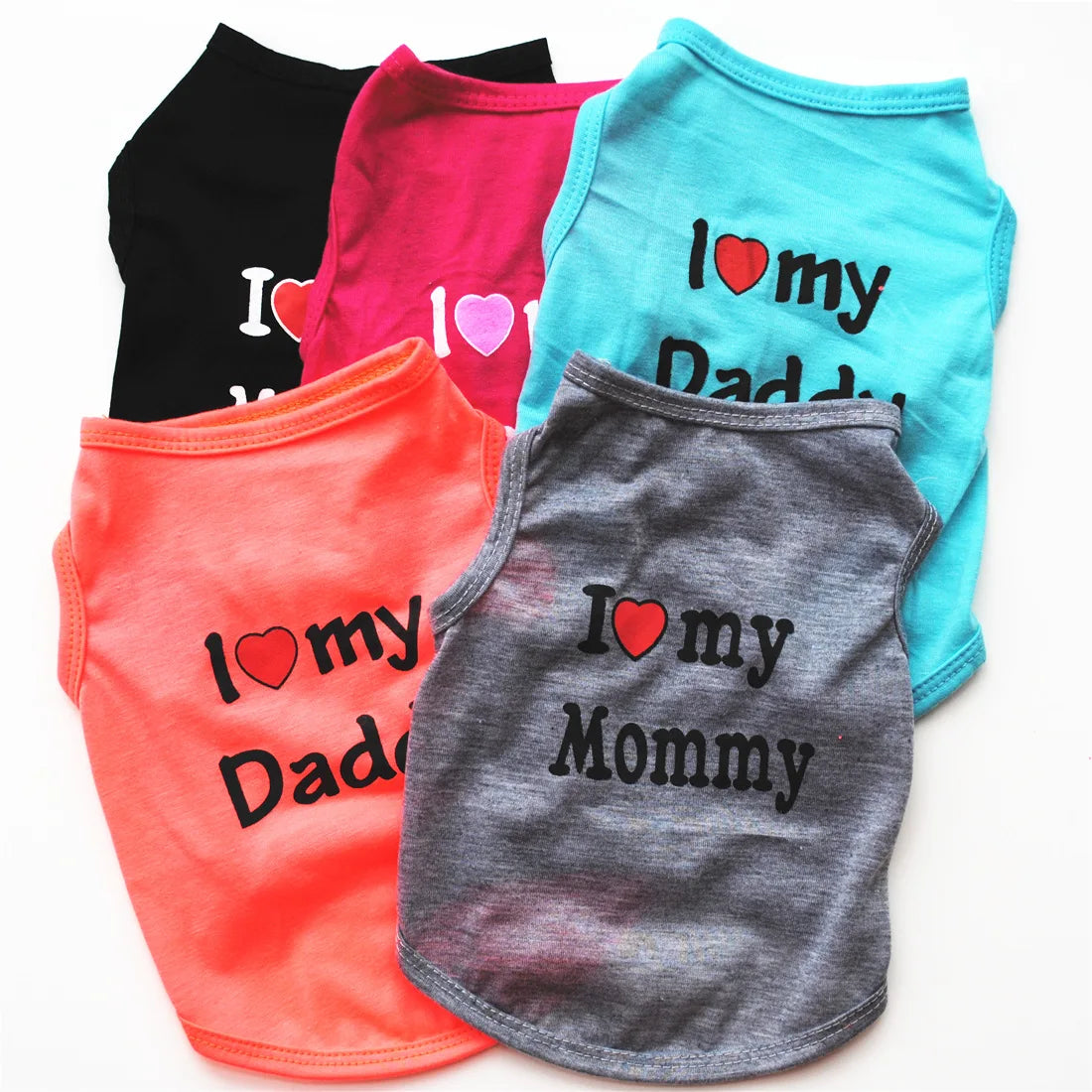 "I Love My Mommy/ I Love My Daddy" Dog Vest – Spring Pet Shirt for Small Dogs & Cats