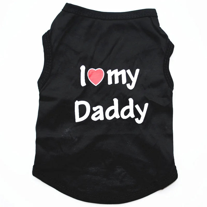 "I Love My Mommy/ I Love My Daddy" Dog Vest – Spring Pet Shirt for Small Dogs & Cats