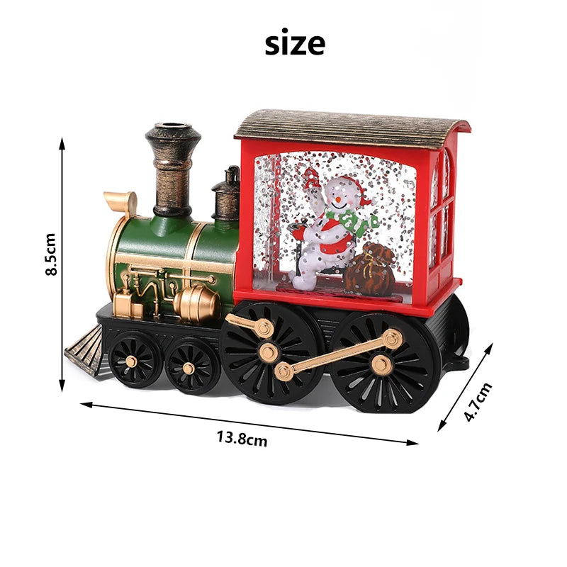 Santa Claus & Snowman Train Music Box – Christmas Eve Crystal Ball LED Table Ornament