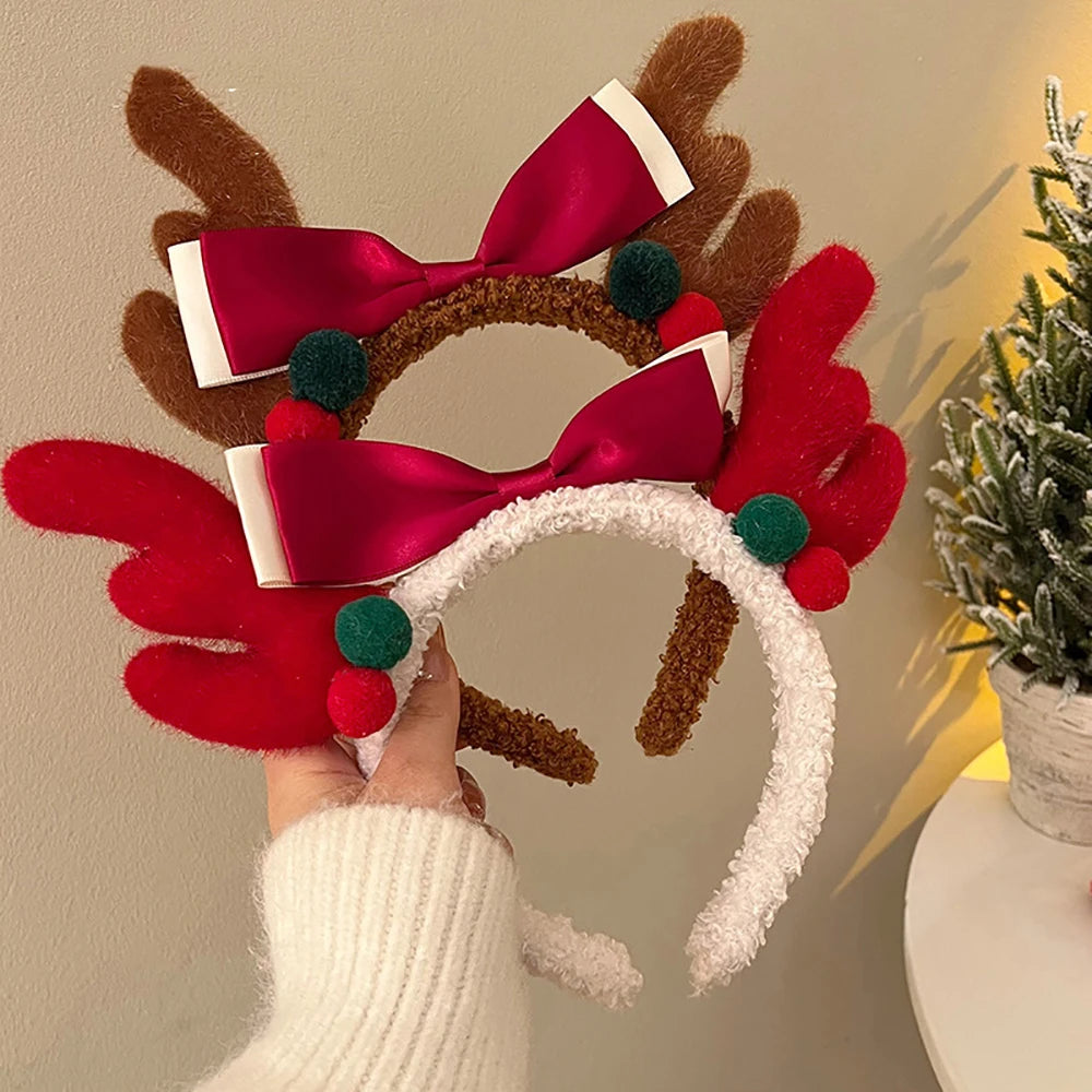 Cute Plush Elk Hair Hoop – Christmas Deer Antlers Headband for Women’s Holiday Dress Up