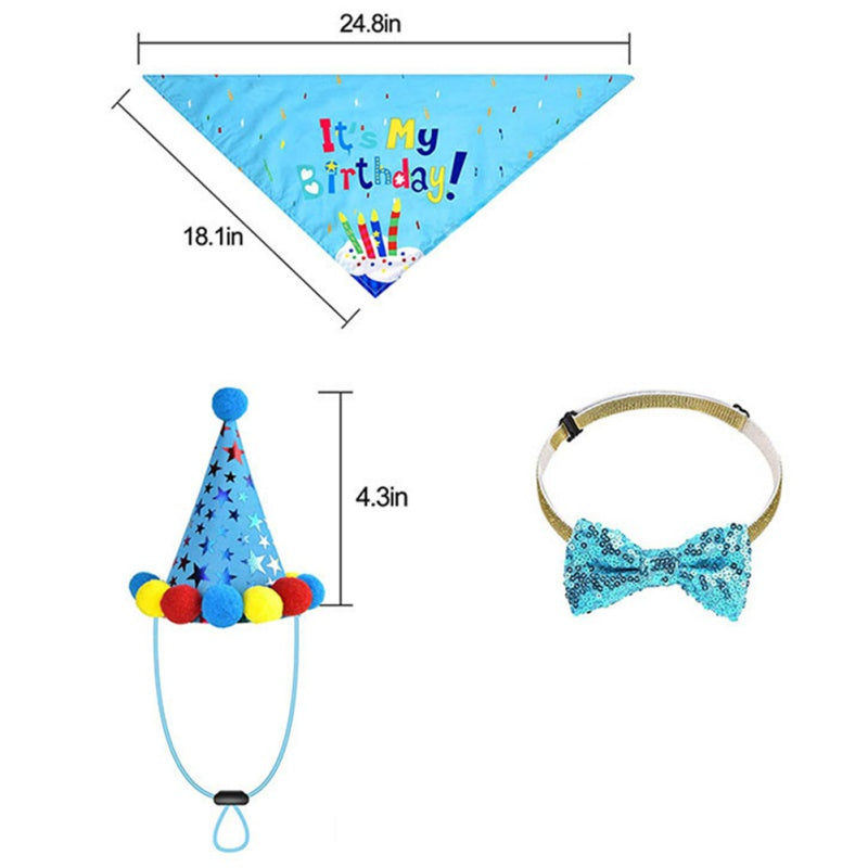 Pets Happy Birthday Decoration Set – Dog & Cat Party Accessories with Hats, Bandana, Bowtie & Banner