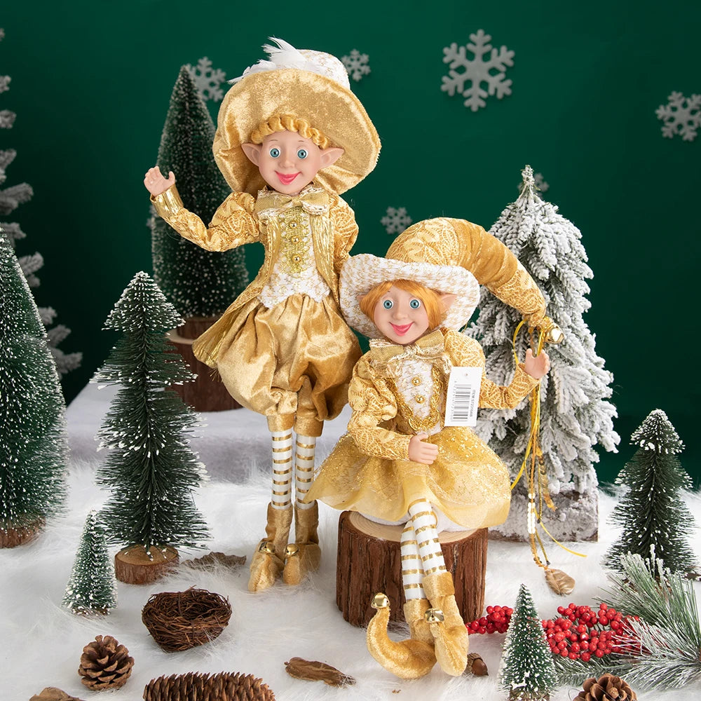 Bendable Christmas Elf Dolls – 50cm/19.6in Magical Holiday Ornaments (2 PCS Set)