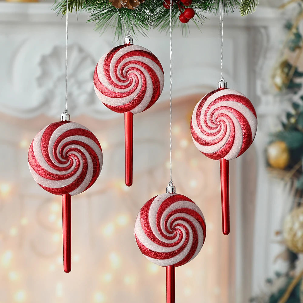 Big Size Candy-Shaped Christmas Ornaments – Hanging Candy Canes & Lollipop Tree Balls for Festive Decor