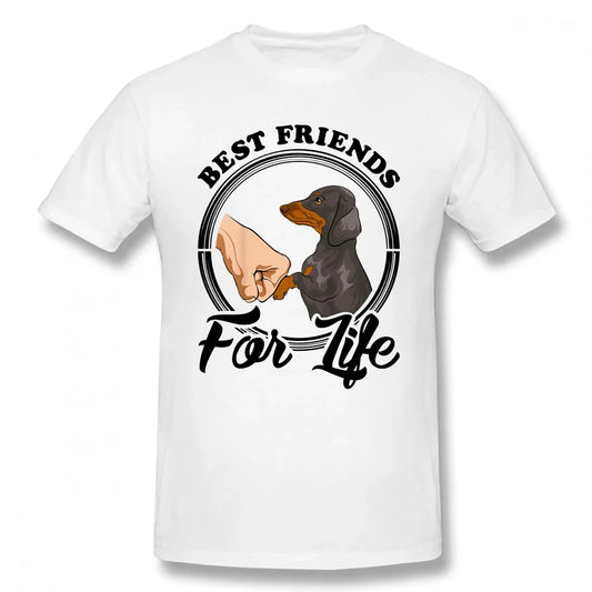 Funny Best Friend Dachshund Dog T-Shirt – Casual Cotton Graphic Tee for Men, Perfect Birthday Gift