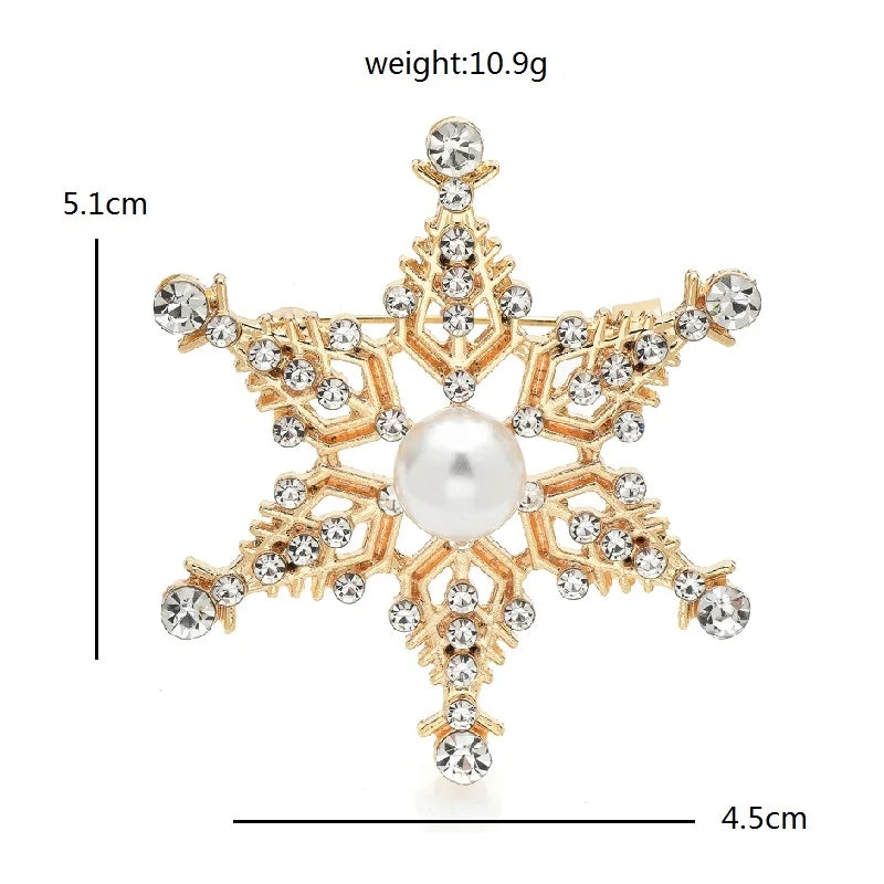 Wuli&Baby Rhinestone Snowflake Brooch – Winter Flower Brooch Pin for Christmas & New Year Gifts