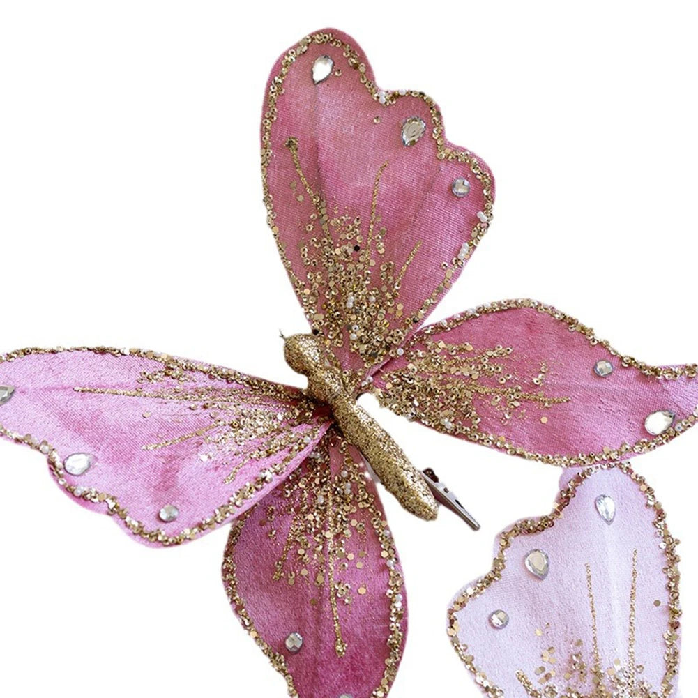 Gold Butterfly Tree Ornament – Durable Plastic & Metal Christmas Decoration