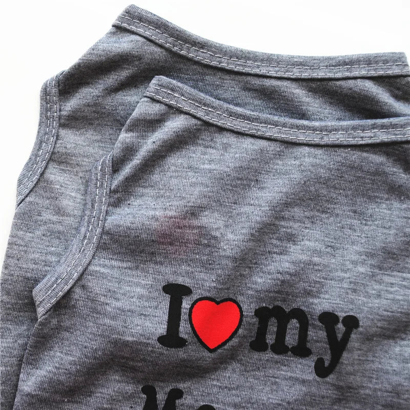 "I Love My Mommy/ I Love My Daddy" Dog Vest – Spring Pet Shirt for Small Dogs & Cats