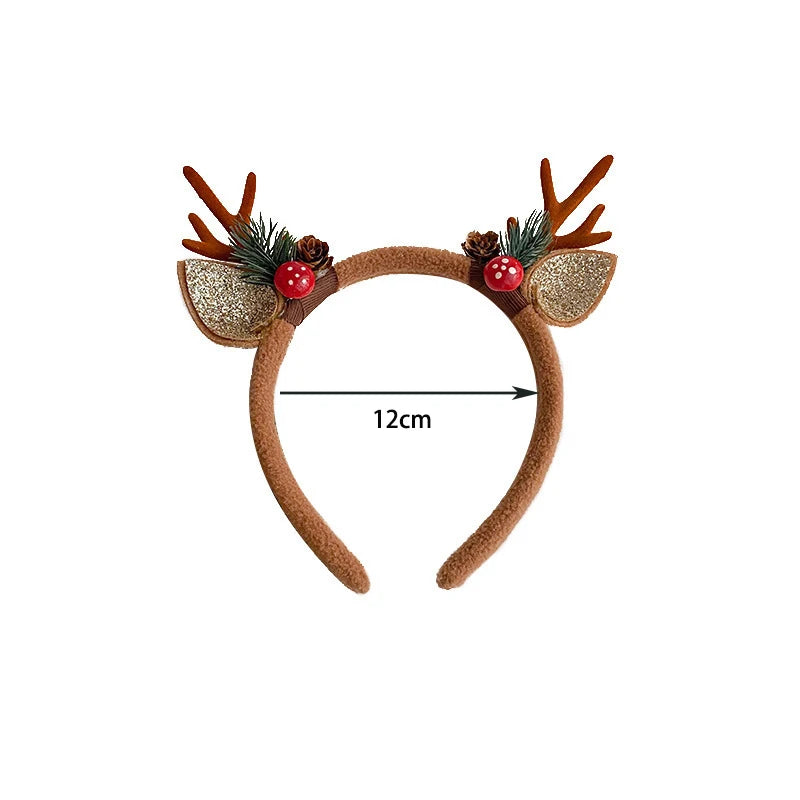 Cute Deer Horn Hair Band – Plush Christmas Headband for Kids & Women Party Accessories