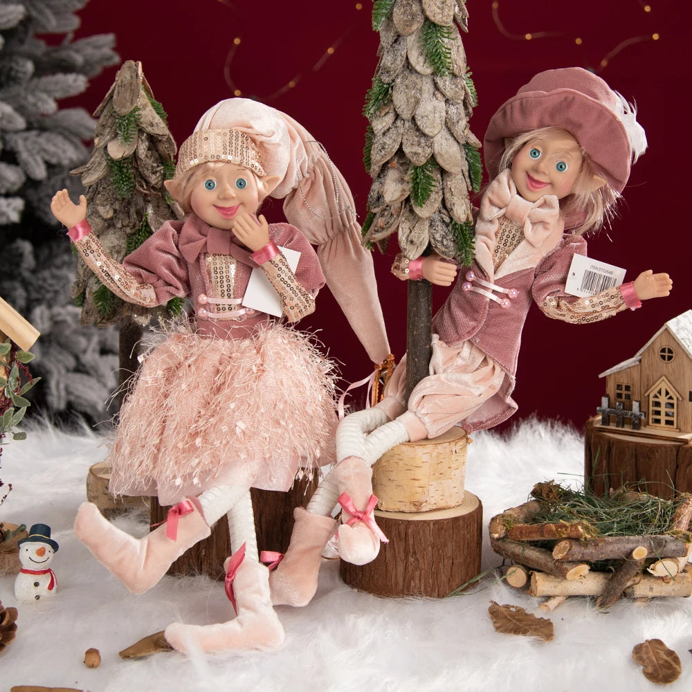 Bendable Christmas Elf Dolls – 50cm/19.6in Magical Holiday Ornaments (2 PCS Set)