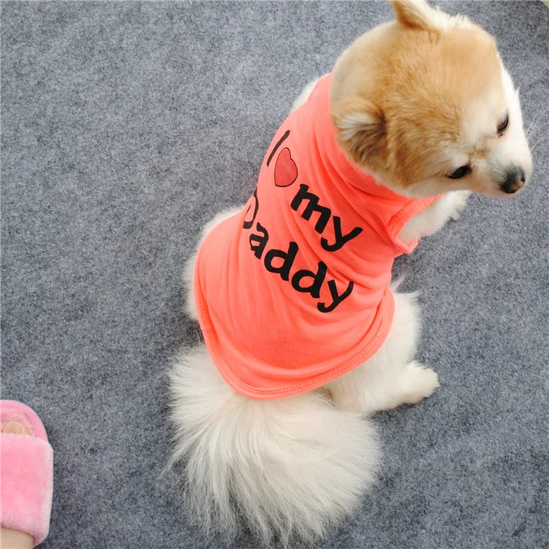 "I Love My Mommy/ I Love My Daddy" Dog Vest – Spring Pet Shirt for Small Dogs & Cats