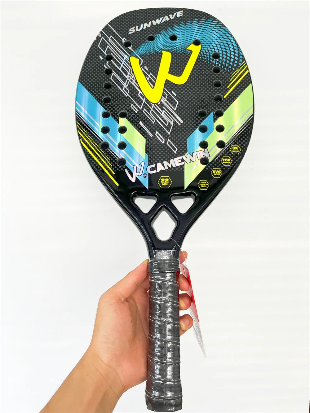 CAMEWIN 3K Full Carbon Fiber Beach Tennis Racket – Rough Surface Paddle for Men and Women