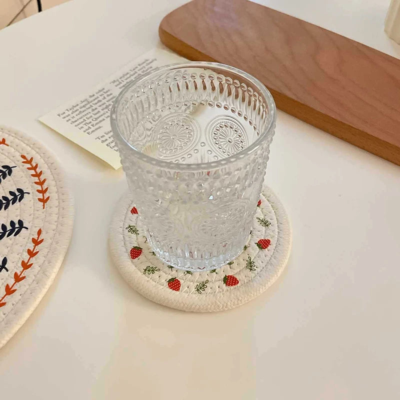 Round Woven Insulation Pot Mat Cotton Rope Placemat Dining Table Coaster Bowl Pad Simple Plate Mat Home Decoration Cup Mats