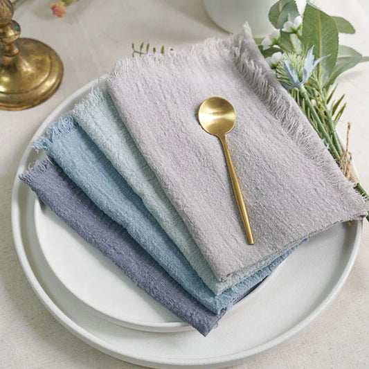 12pcs Vintage Rustic Cotton Gauze Napkins – Perfect for Wedding & Party Table Decoration, Reusable Linen Tea Towels