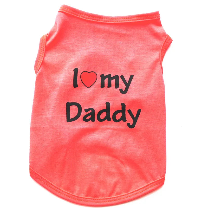 "I Love My Mommy/ I Love My Daddy" Dog Vest – Spring Pet Shirt for Small Dogs & Cats