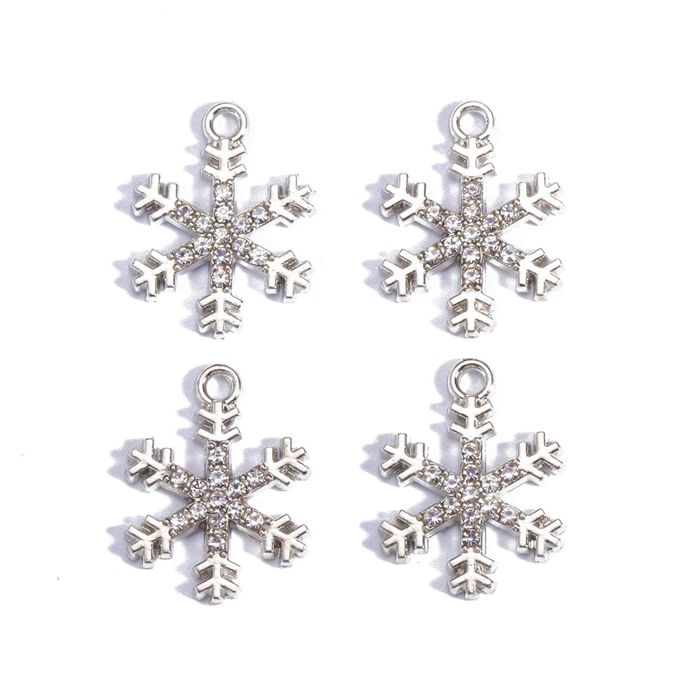 Exquisite 15-Piece Snowflake Christmas Charm Jewelry Set – Festive Crystal Pendants for DIY Earrings & Necklaces ❄️🎄