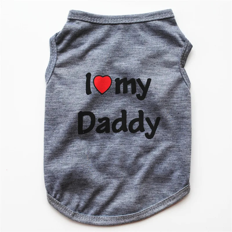 "I Love My Mommy/ I Love My Daddy" Dog Vest – Spring Pet Shirt for Small Dogs & Cats