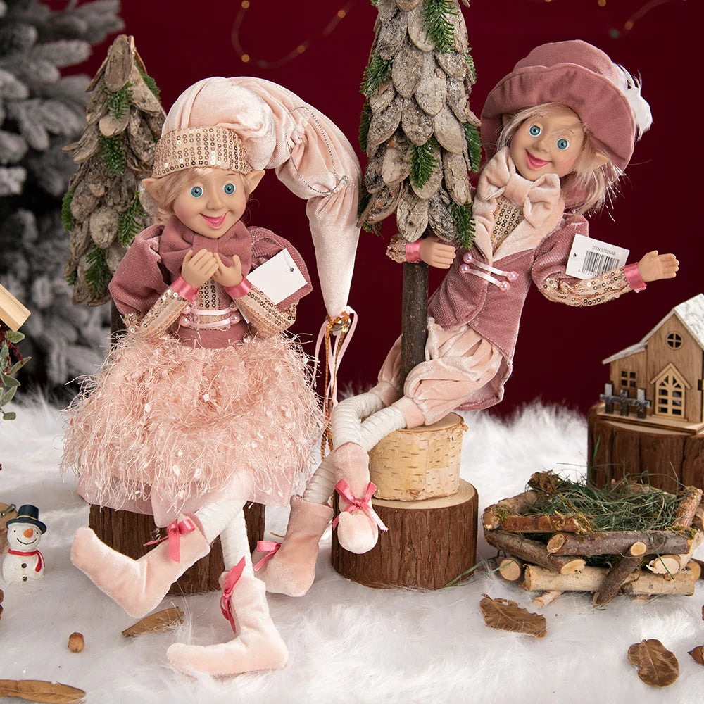 Bendable Christmas Elf Dolls – 50cm/19.6in Magical Holiday Ornaments (2 PCS Set)