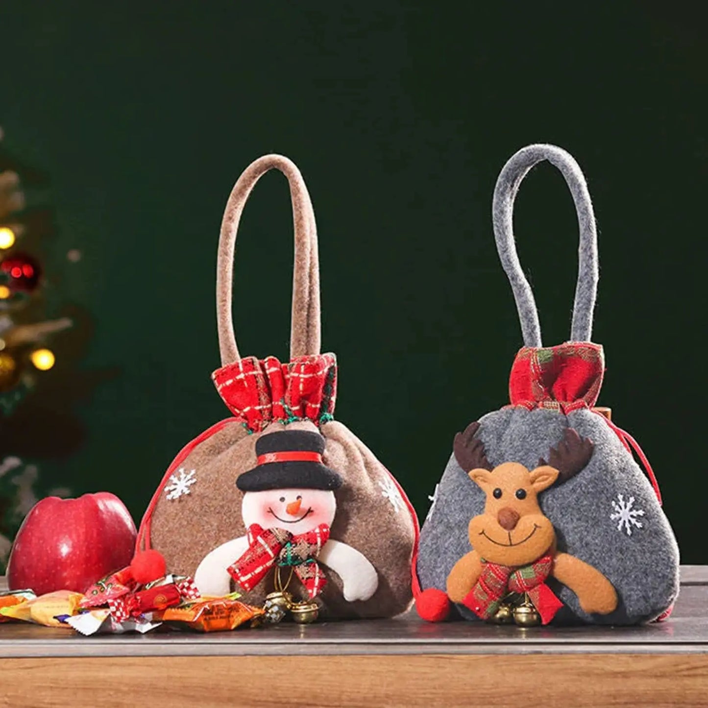 3D Christmas Candy Bag – Santa, Elk & Bear Gift Bag with Drawstring Handle