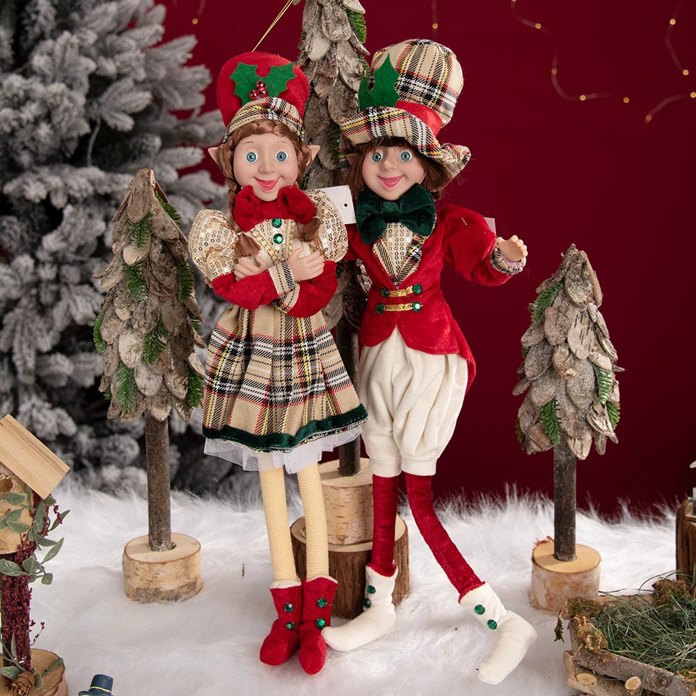 Bendable Christmas Elf Dolls – 50cm/19.6in Magical Holiday Ornaments (2 PCS Set)