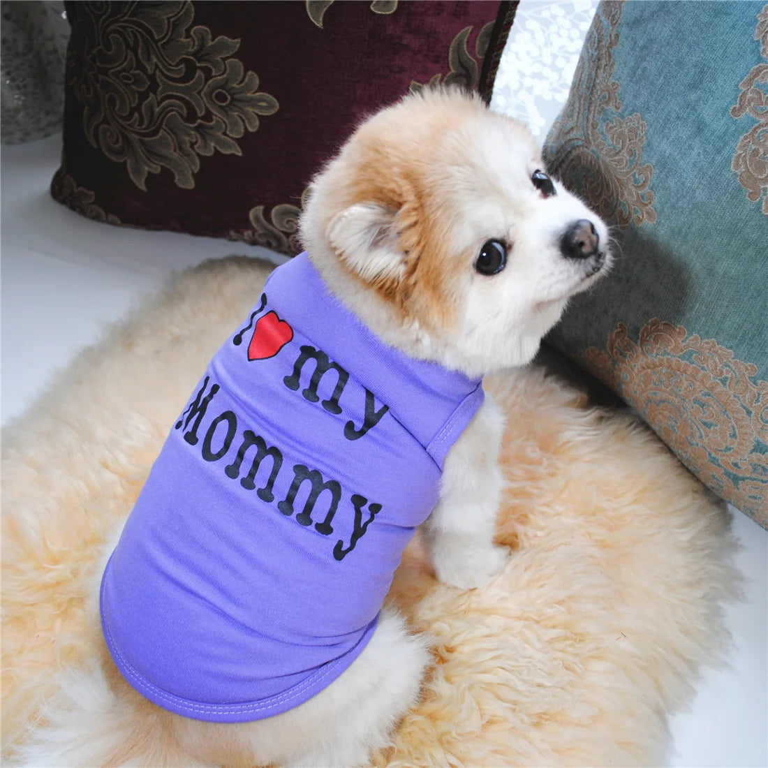 "I Love My Mommy/ I Love My Daddy" Dog Vest – Spring Pet Shirt for Small Dogs & Cats