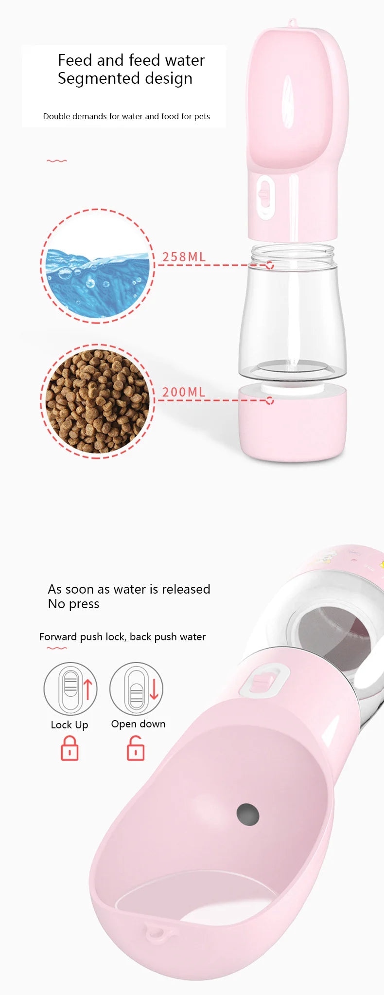 HOOPET Portable Pet Water Bottle & Feeder – Travel Water and Food Dispenser for Dogs