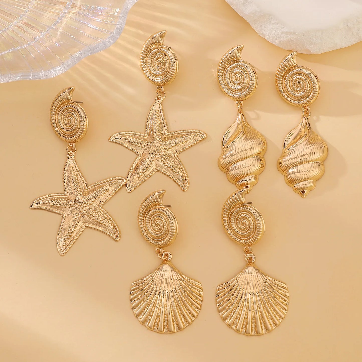 Elegant Ocean Conch Dangle Earrings – Bohemian Shell Earrings for Women, Perfect for Holidays & Parties 🌊✨