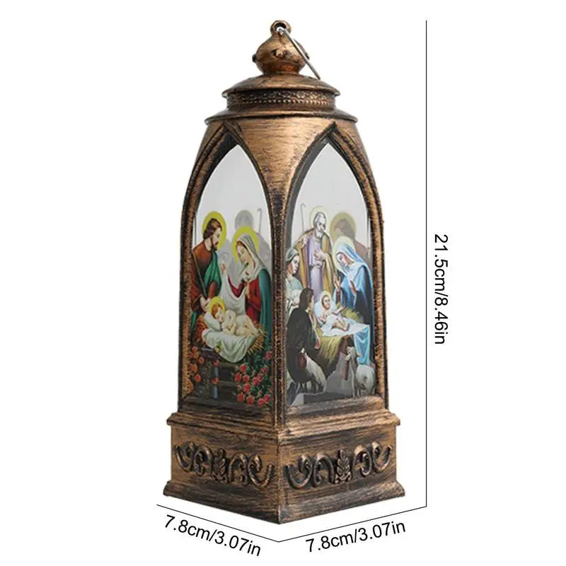 Christmas LED Glittering Nativity Lantern – Battery Operated Decorative Light