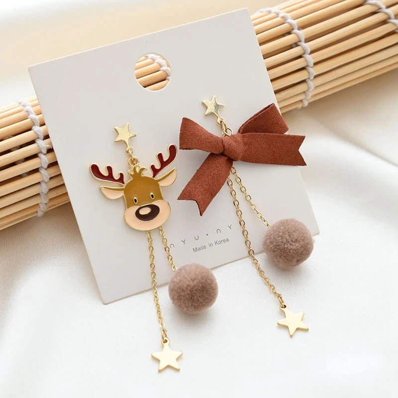 Charming Christmas Tree & Snowflake Tassel Earrings – Festive Asymmetric Holiday Jewelry for Women 🎅🎄✨