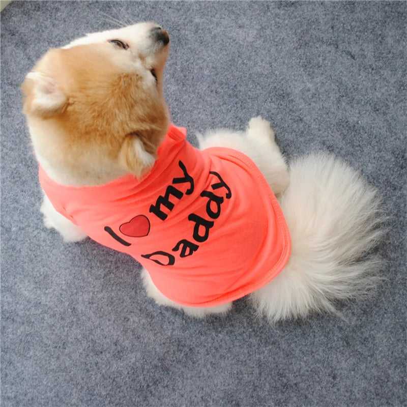 "I Love My Mommy/ I Love My Daddy" Dog Vest – Spring Pet Shirt for Small Dogs & Cats