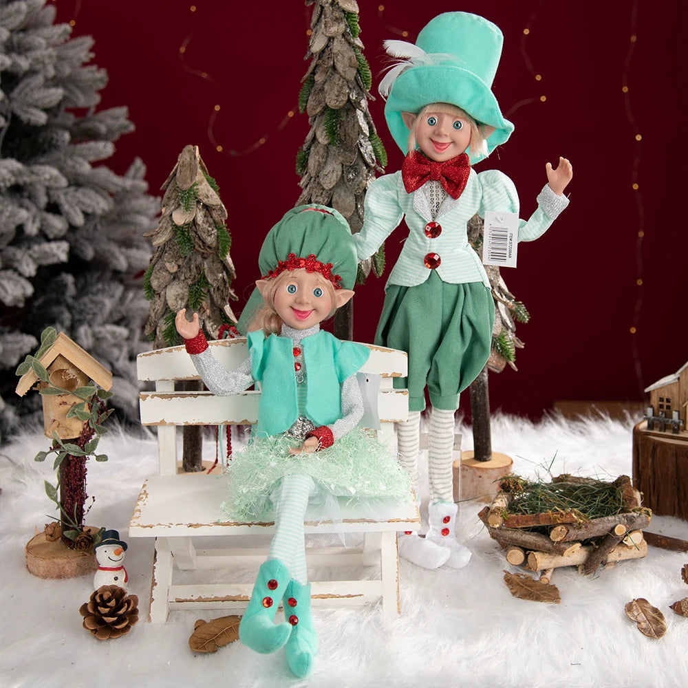 Bendable Christmas Elf Dolls – 50cm/19.6in Magical Holiday Ornaments (2 PCS Set)