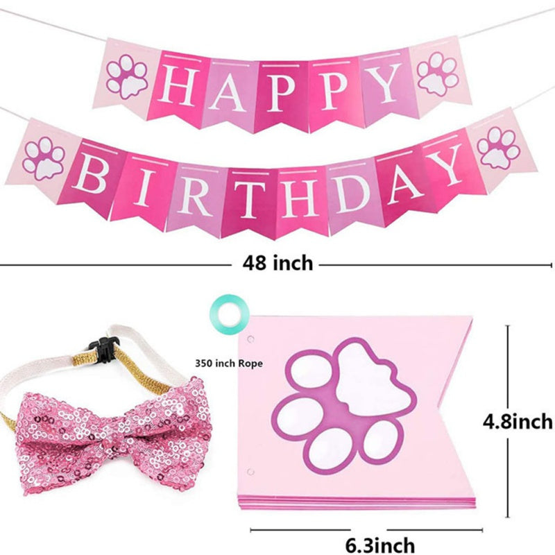 Pets Happy Birthday Decoration Set – Dog & Cat Party Accessories with Hats, Bandana, Bowtie & Banner