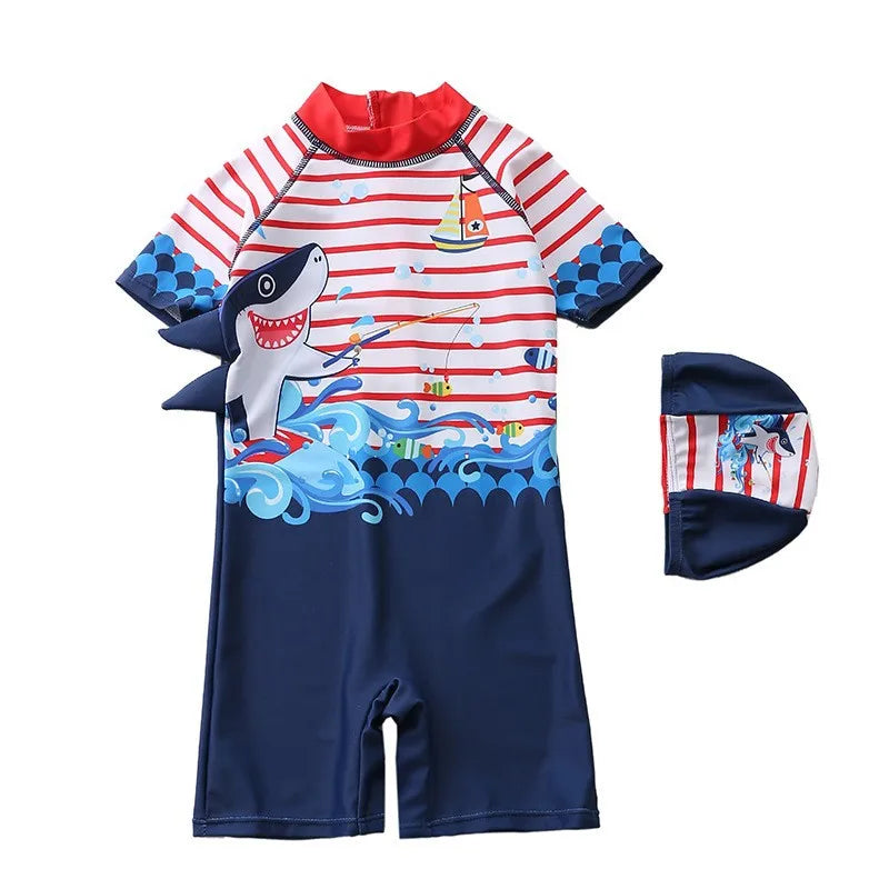 Swimsuit Boy One Piece Long Sleeve – Kids Dinosaur Print Bathing Suit for Beach & Swimming Pool