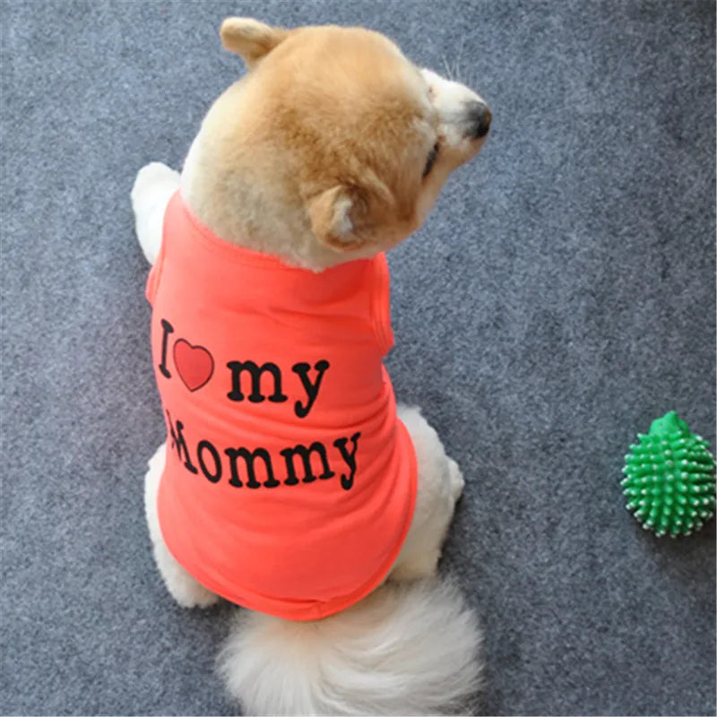 "I Love My Mommy/ I Love My Daddy" Dog Vest – Spring Pet Shirt for Small Dogs & Cats