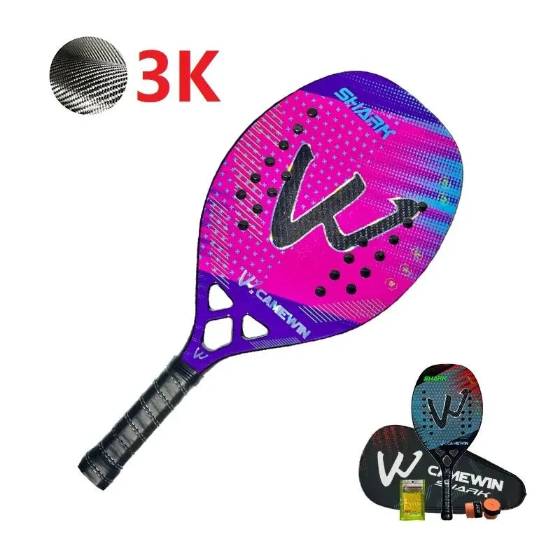 CAMEWIN 3K Carbon Fiber Beach Tennis Racket – Rough Surface Paddle for Men and Women 2024