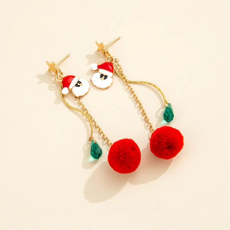 Charming Christmas Tree & Snowflake Tassel Earrings – Festive Asymmetric Holiday Jewelry for Women 🎅🎄✨