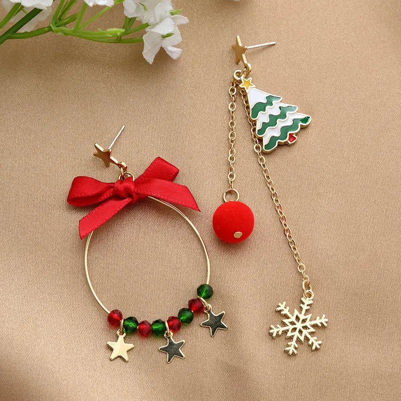 Festive Snowflake & Bell Christmas Stud Earrings – Perfect Holiday Gift for Women & Girls 🎄✨