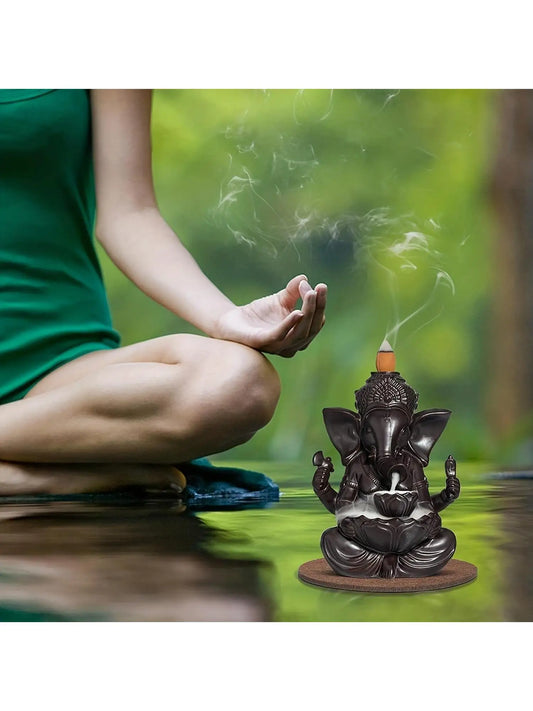 Ganesha Waterfall Incense Burner – Ceramic Backflow Censer