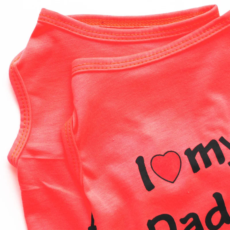 "I Love My Mommy/ I Love My Daddy" Dog Vest – Spring Pet Shirt for Small Dogs & Cats